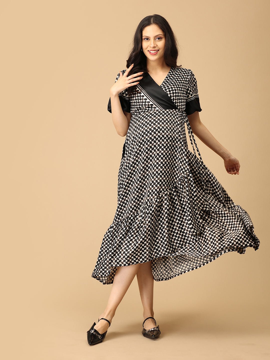  Right Angles Maternity and Nursing Wrap Dress Multi
