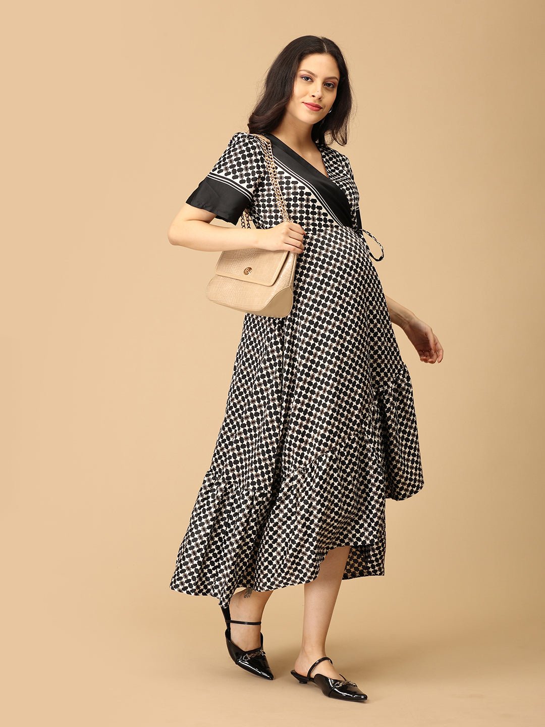  Right Angles Maternity and Nursing Wrap Dress Multi