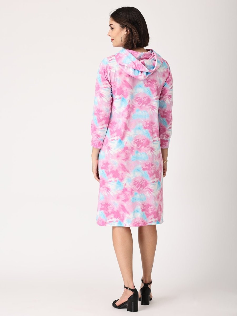  Tie & Dye Maternity and Nursing Hoodie Dress Multi