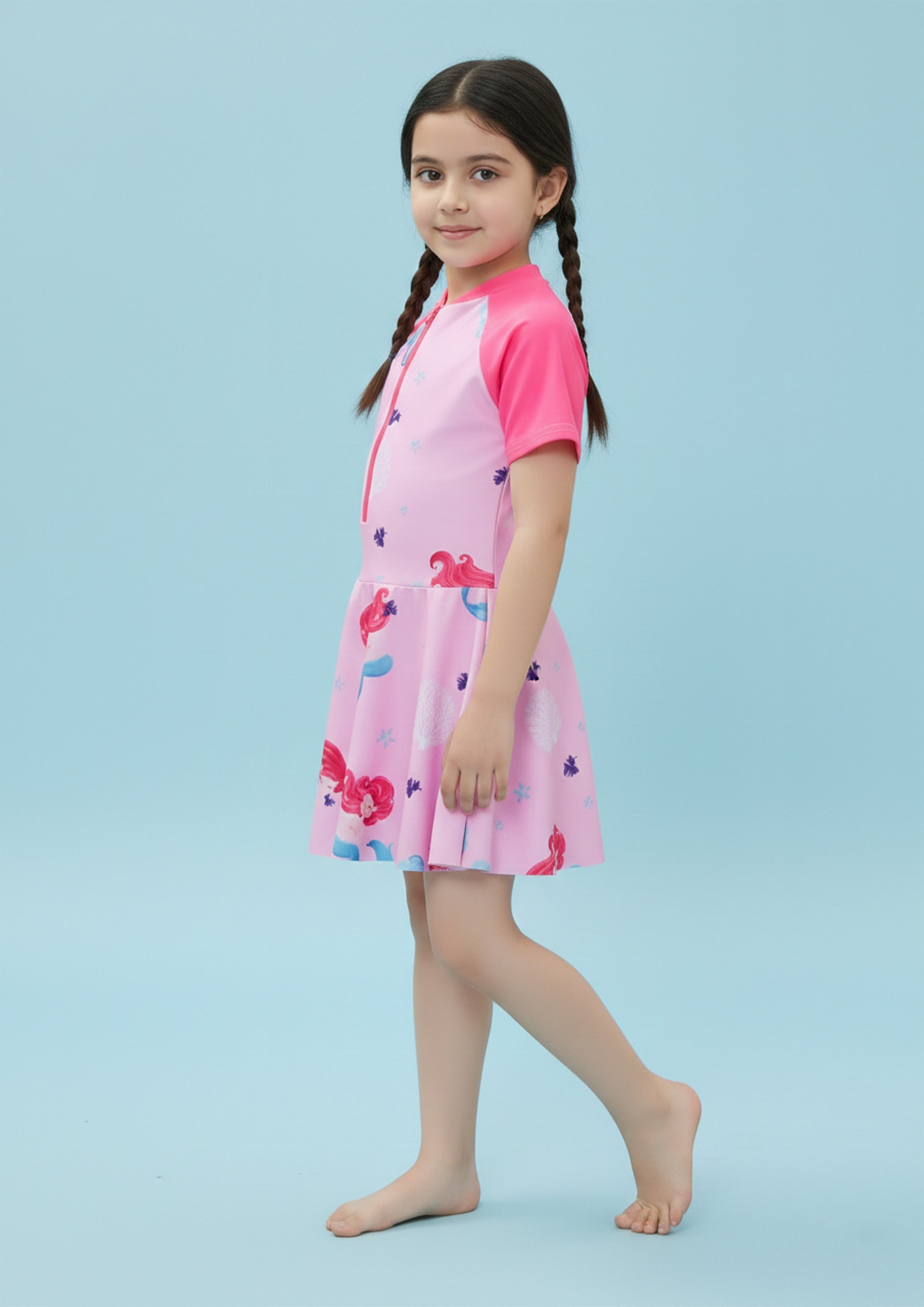 Multi Girls Short Sleeve Swimsuit