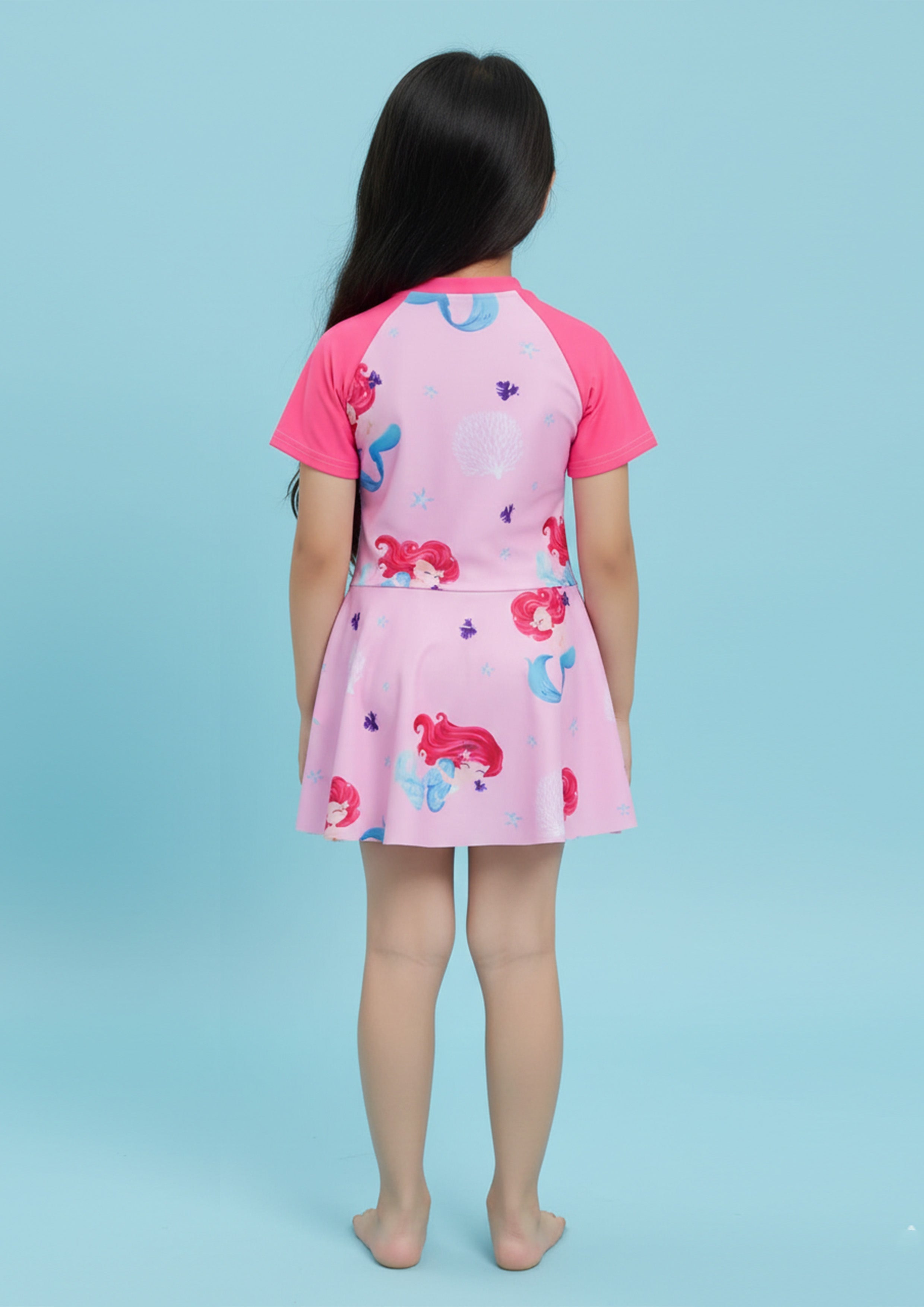 Multi Girls Short Sleeve Swimsuit