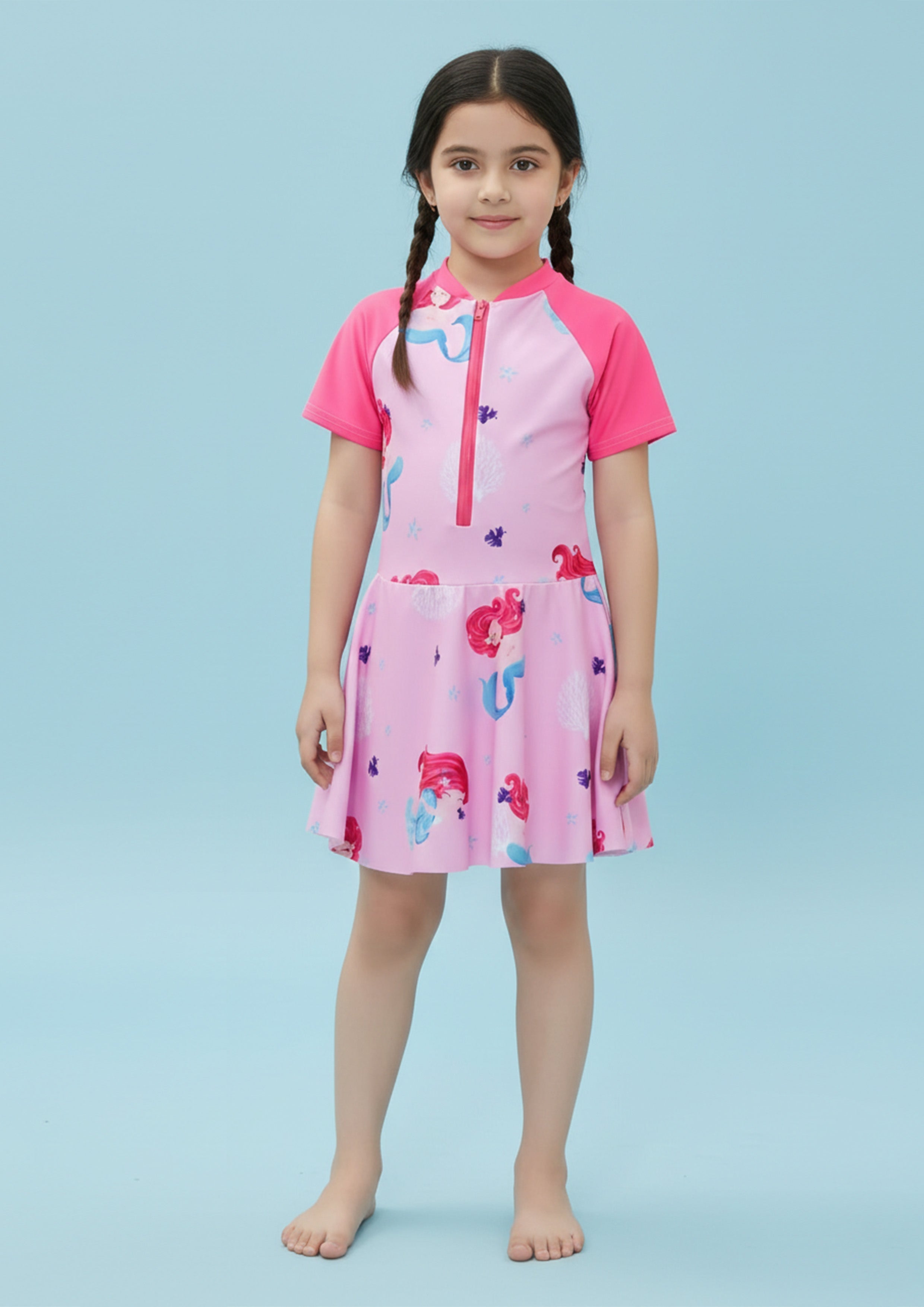 Multi Girls Short Sleeve Swimsuit