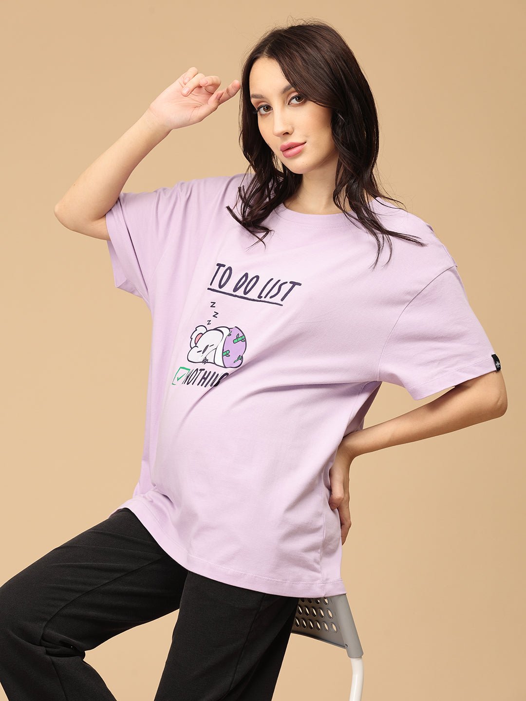  To Do List Oversized Maternity and Nursing T shirt Lavender