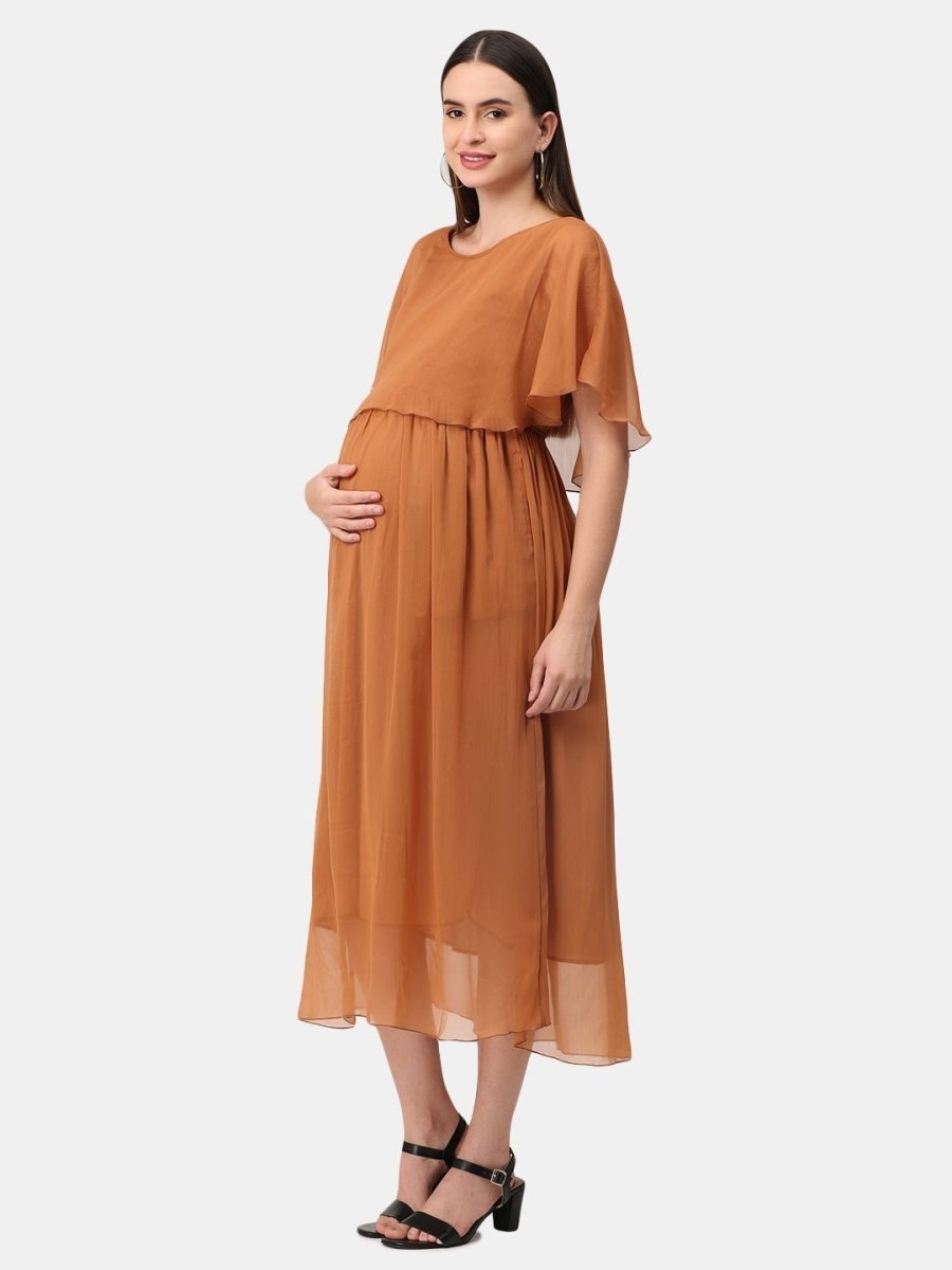  Toffee Coffee Maternity and Nursing Dress Brown