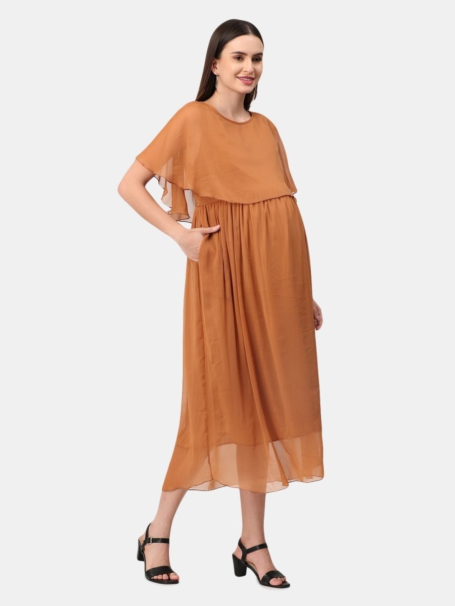  Toffee Coffee Maternity and Nursing Dress Brown