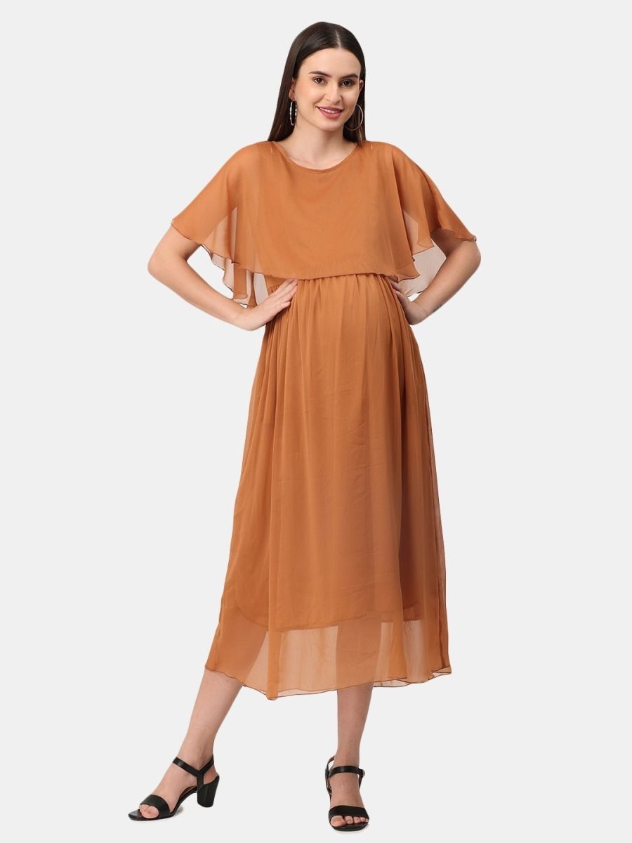  Toffee Coffee Maternity and Nursing Dress Brown