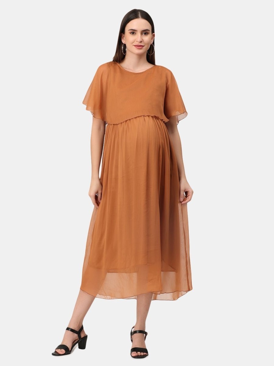 Toffee Coffee Maternity and Nursing Dress Brown