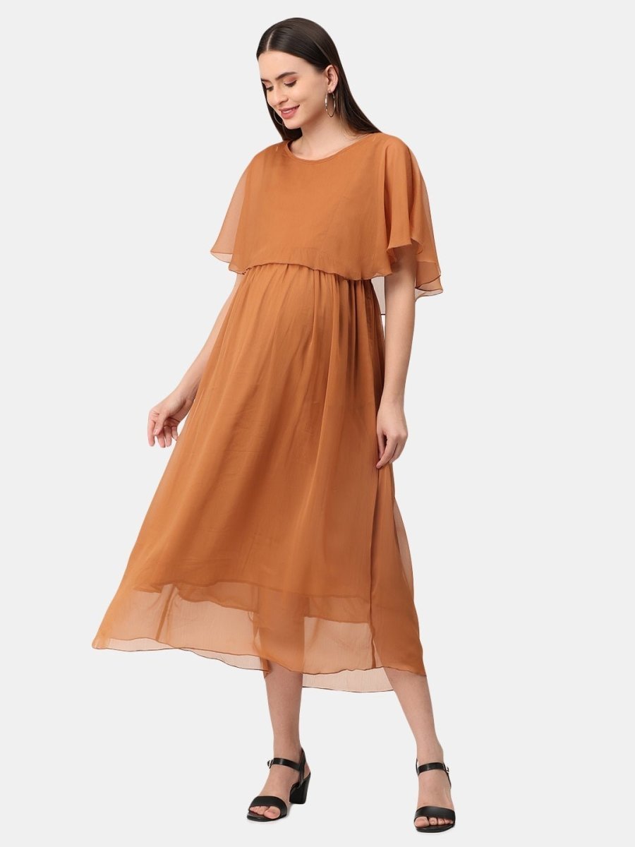  Toffee Coffee Maternity and Nursing Dress Brown