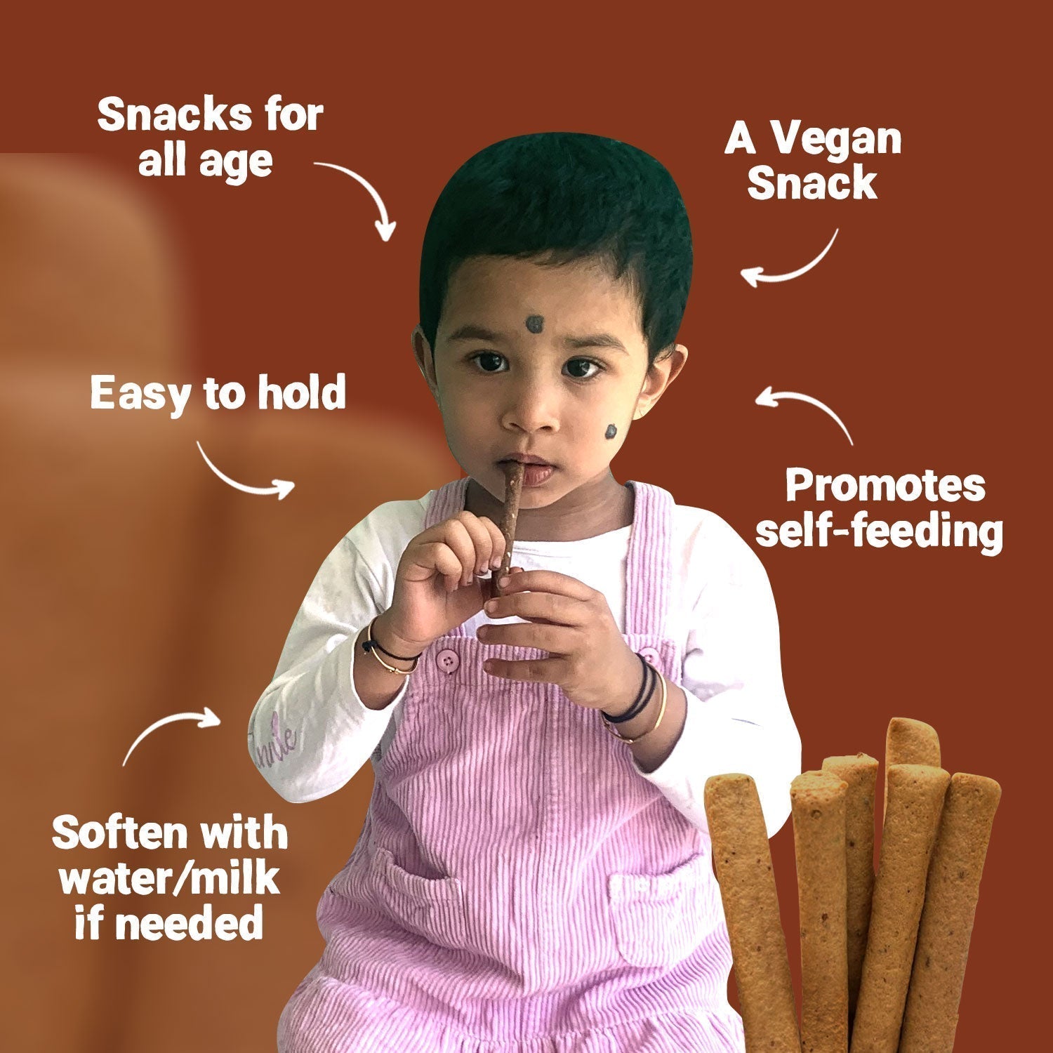 Ragi Banana Sesame Jaggery Teething Sticks For Babies