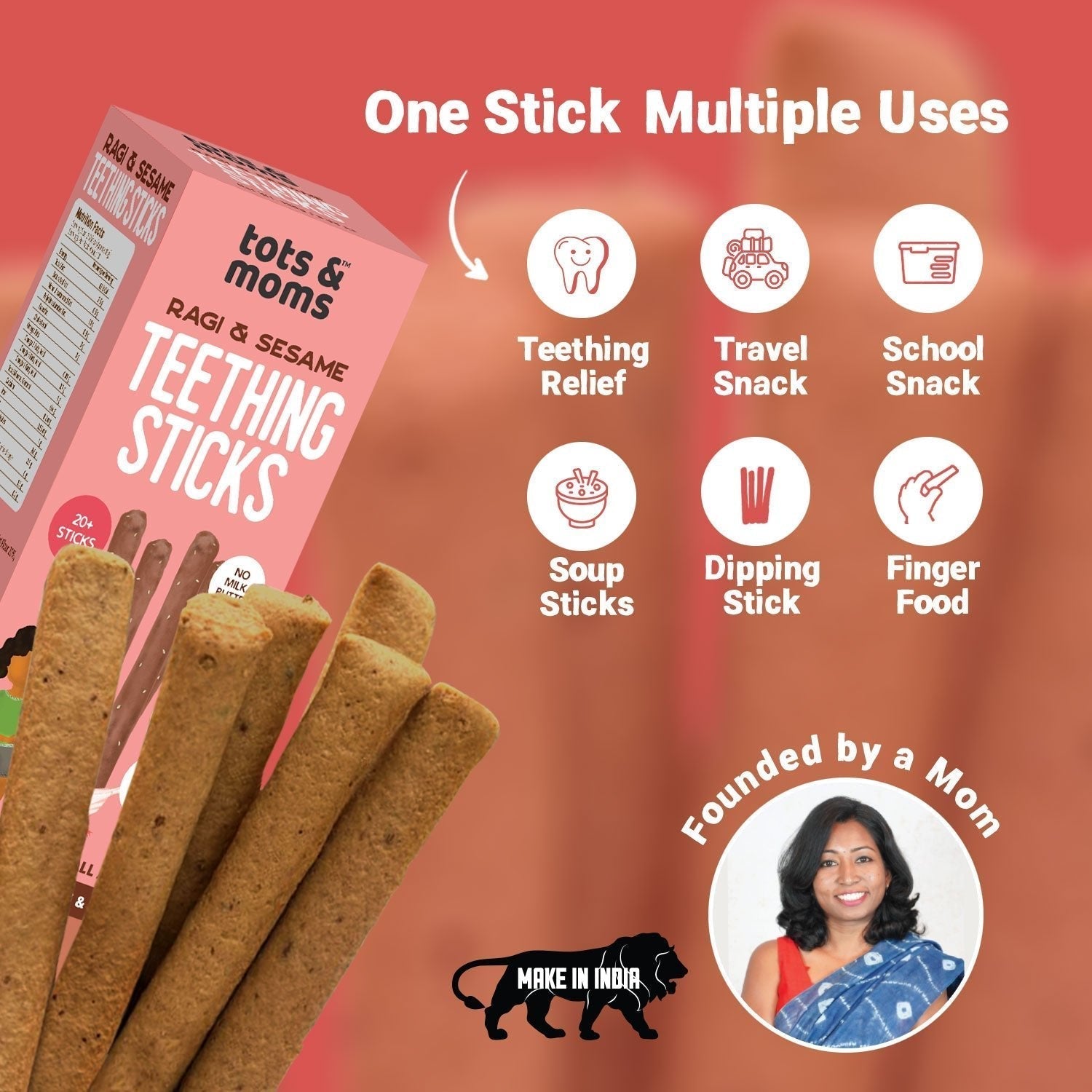 Ragi Banana Sesame Jaggery Teething Sticks For Babies