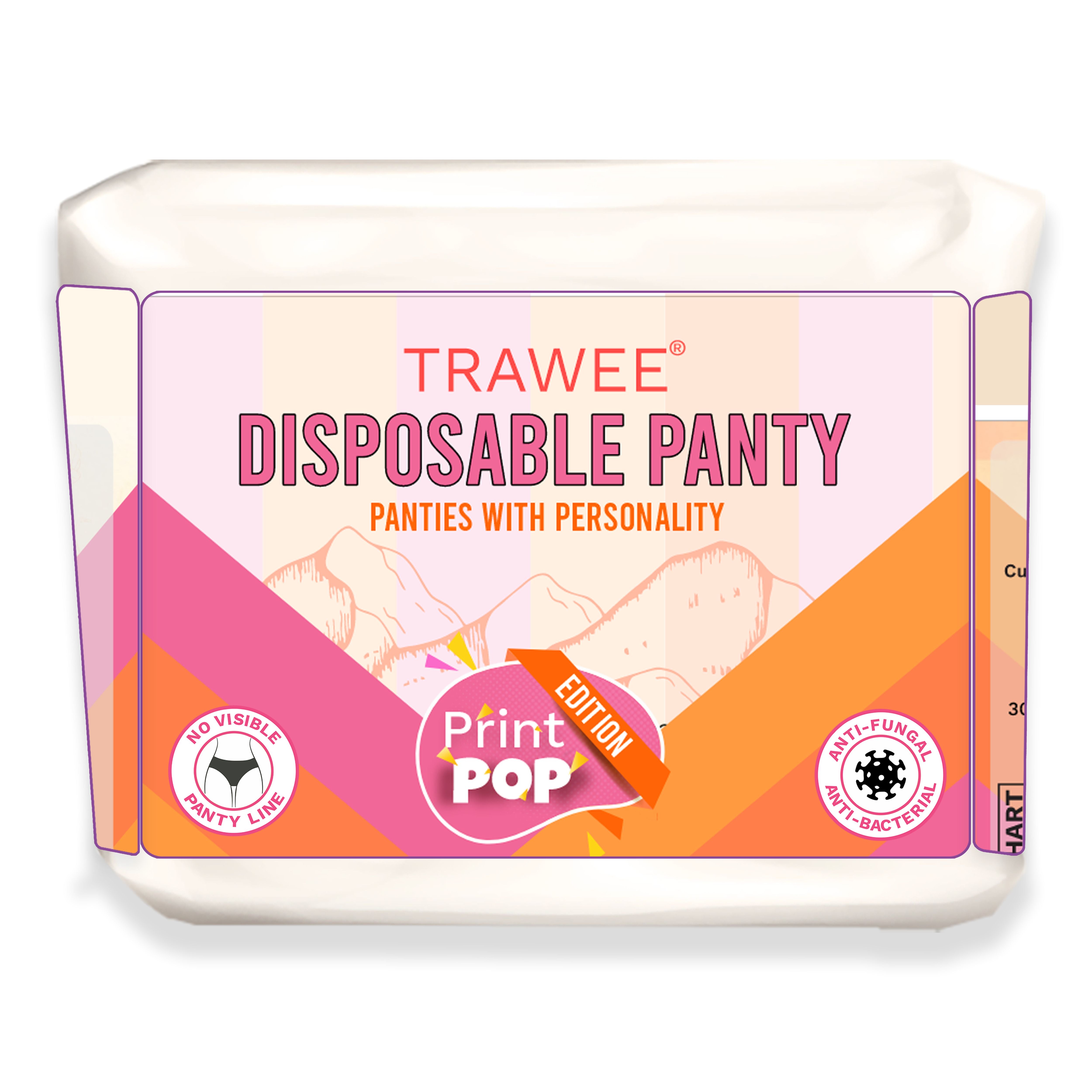 White Square Trawee Print Pop Disposable Antibacterial Rash Free Panty