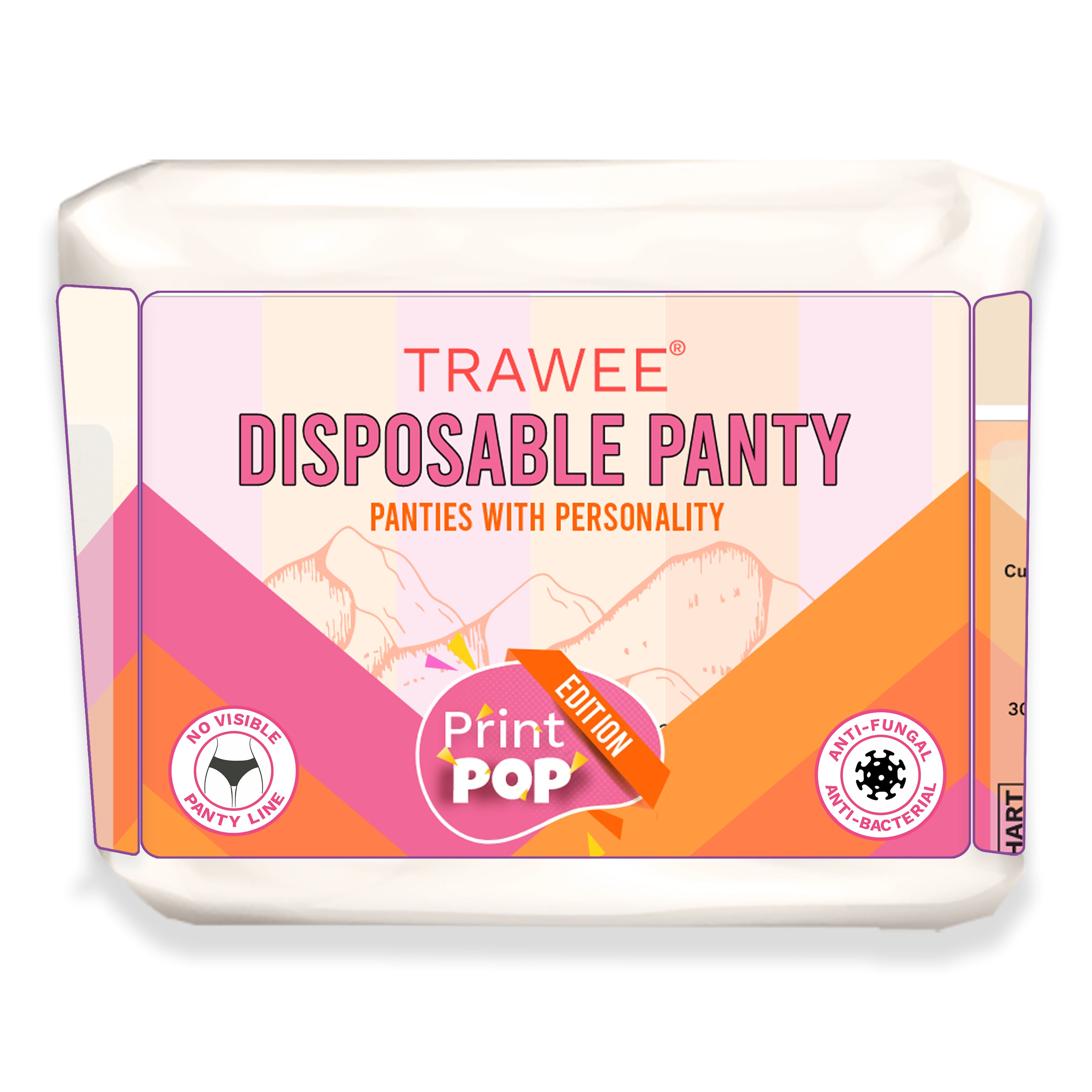 White Square Trawee Print Pop Disposable Antibacterial Rash Free Panty
