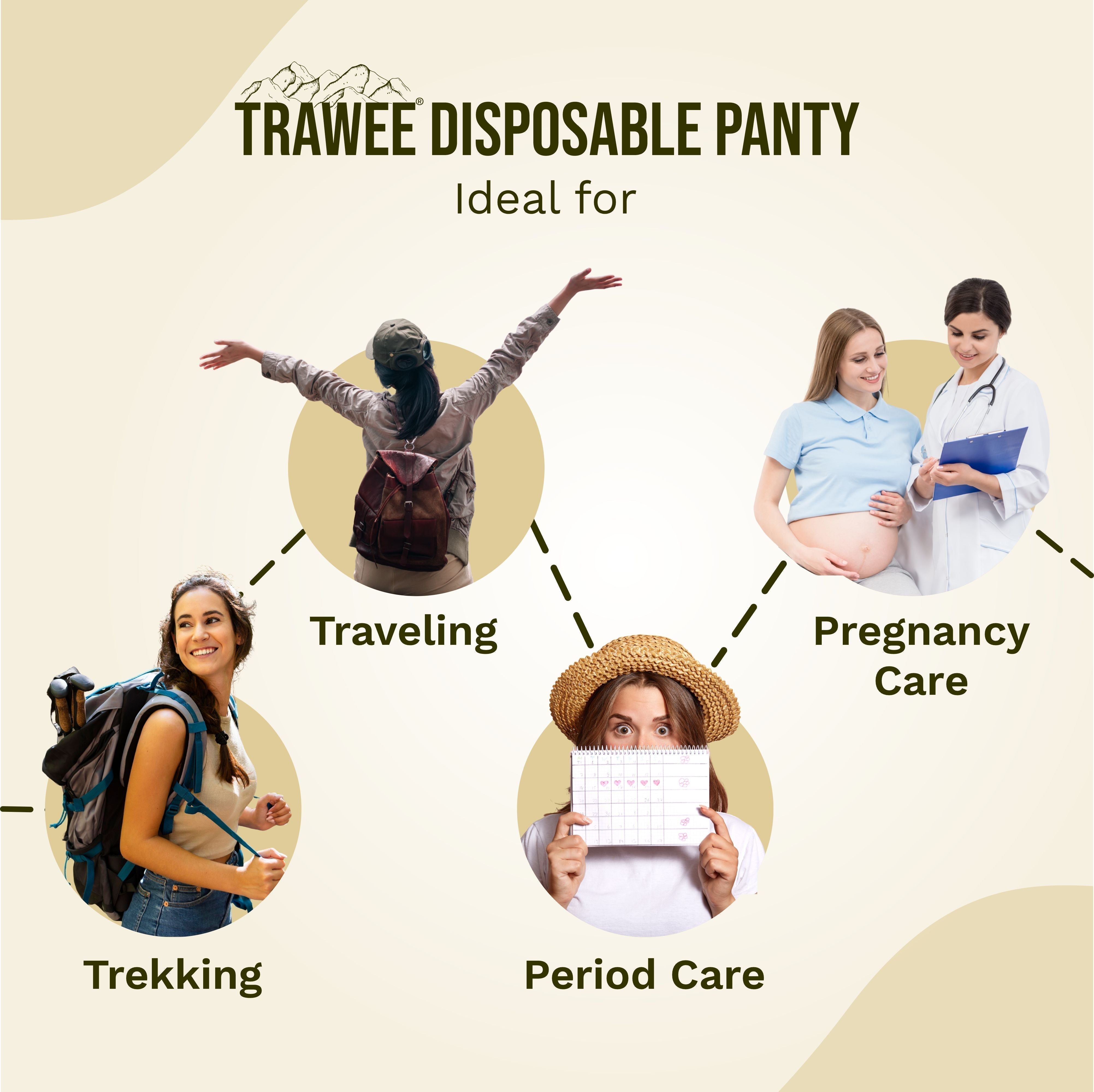 White Square Trawee Disposable Women Panty with Free Boxer Regular 6-Pack