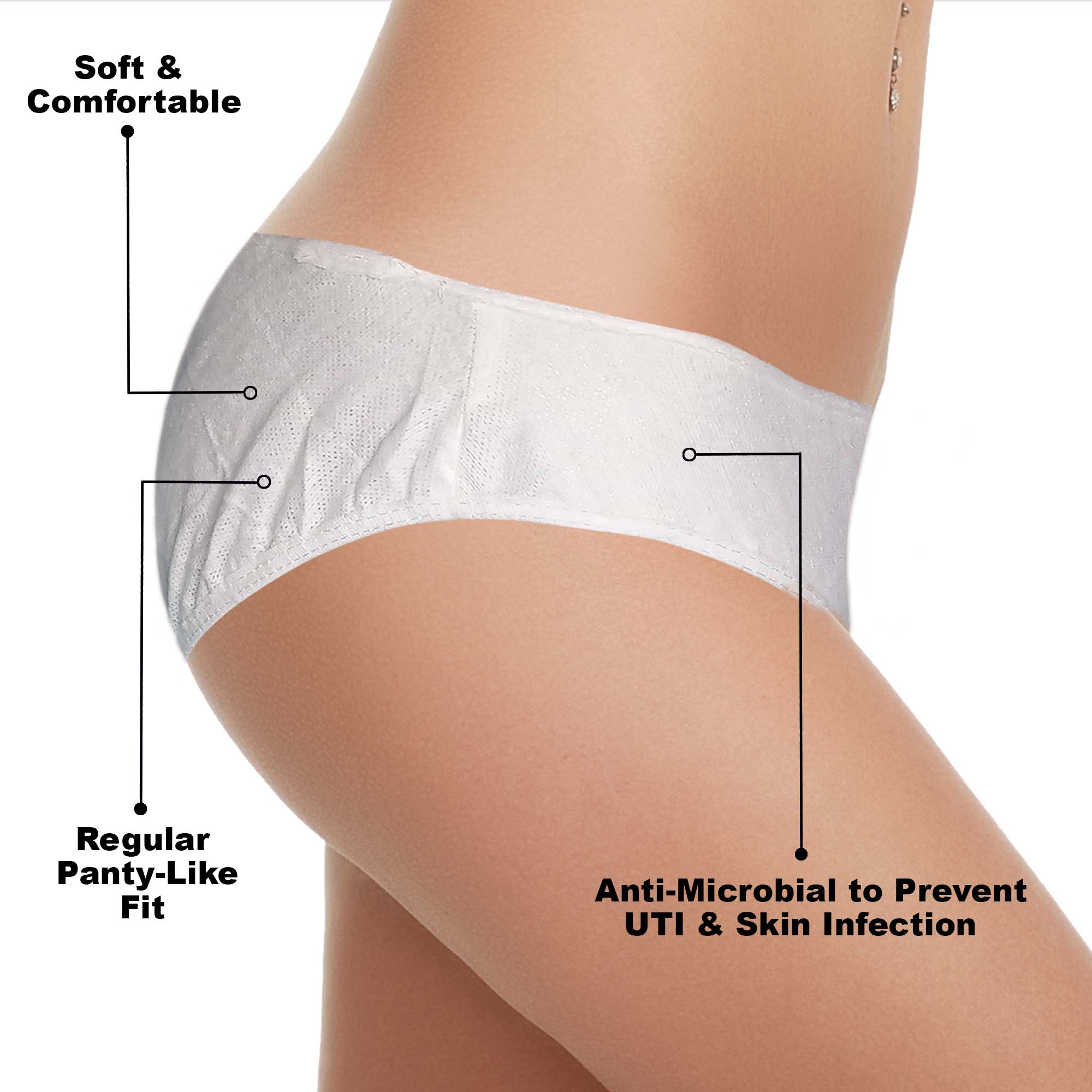 White Square Trawee Travel Disposable Panty Pack of 5 White