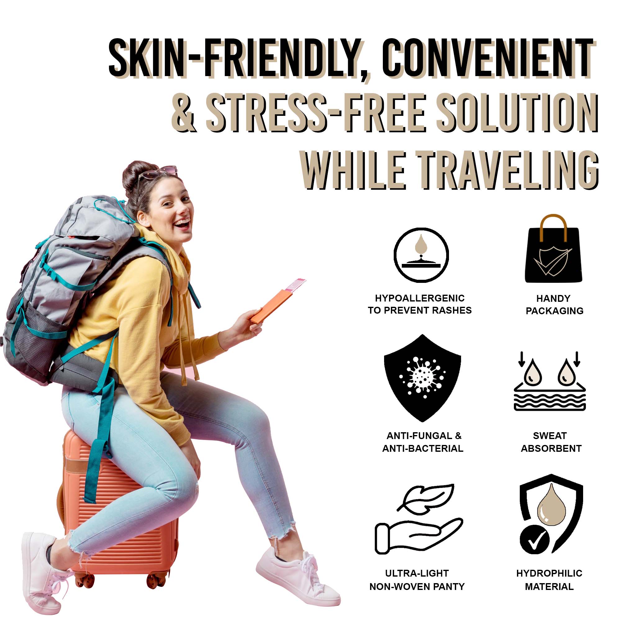 White Square Trawee Travel Disposable Panty Pack of 5 White
