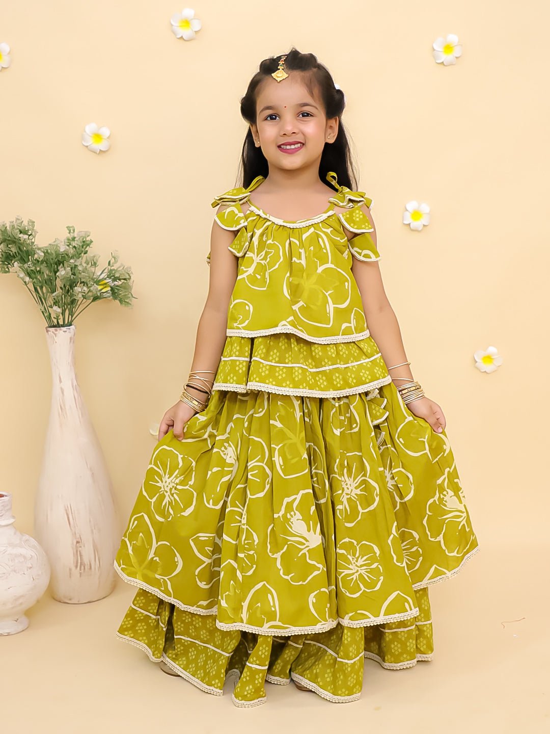 Turmeric Glow Girls Lehenga Set For Kids