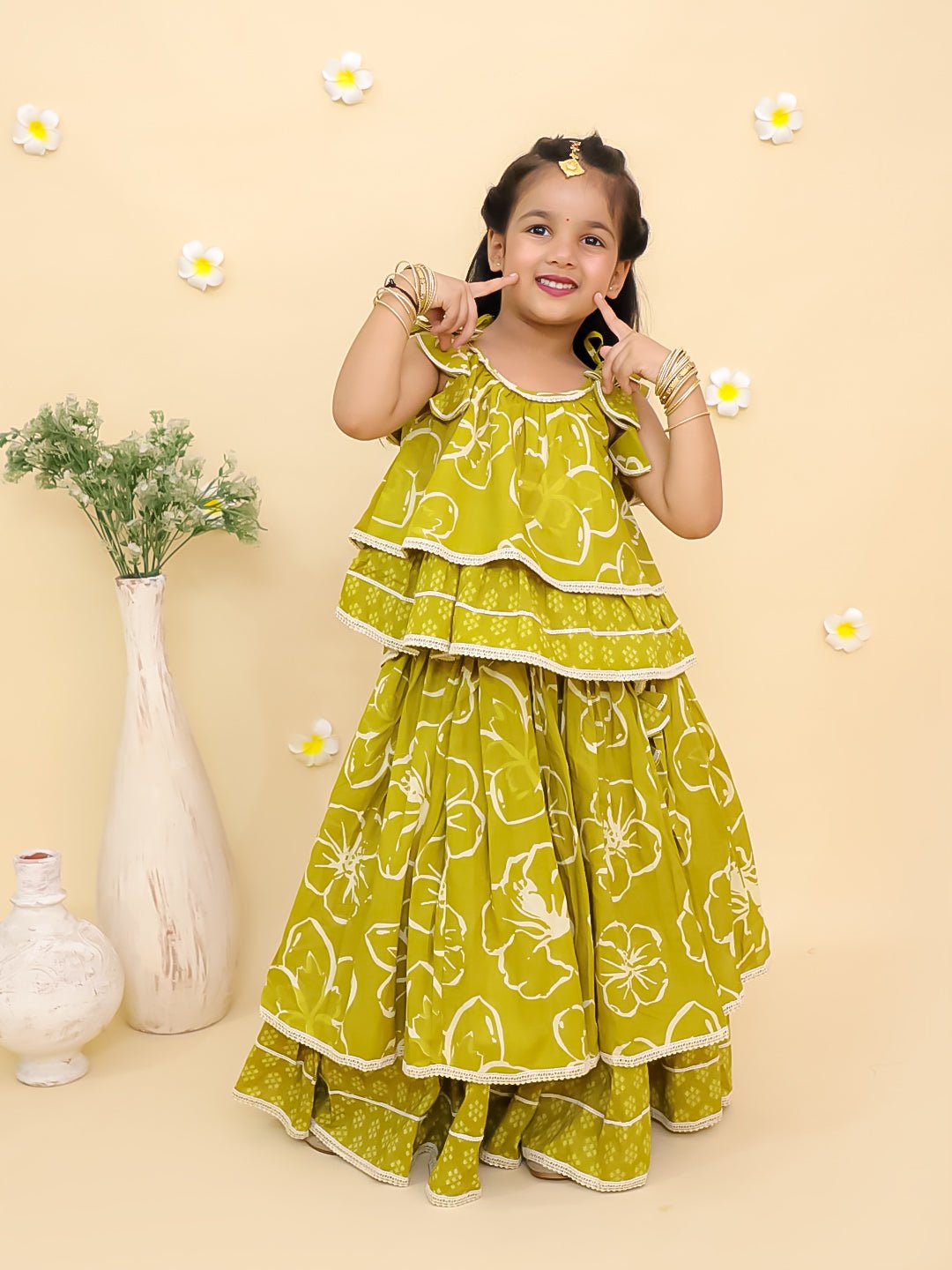 Turmeric Glow Girls Lehenga Set For Kids