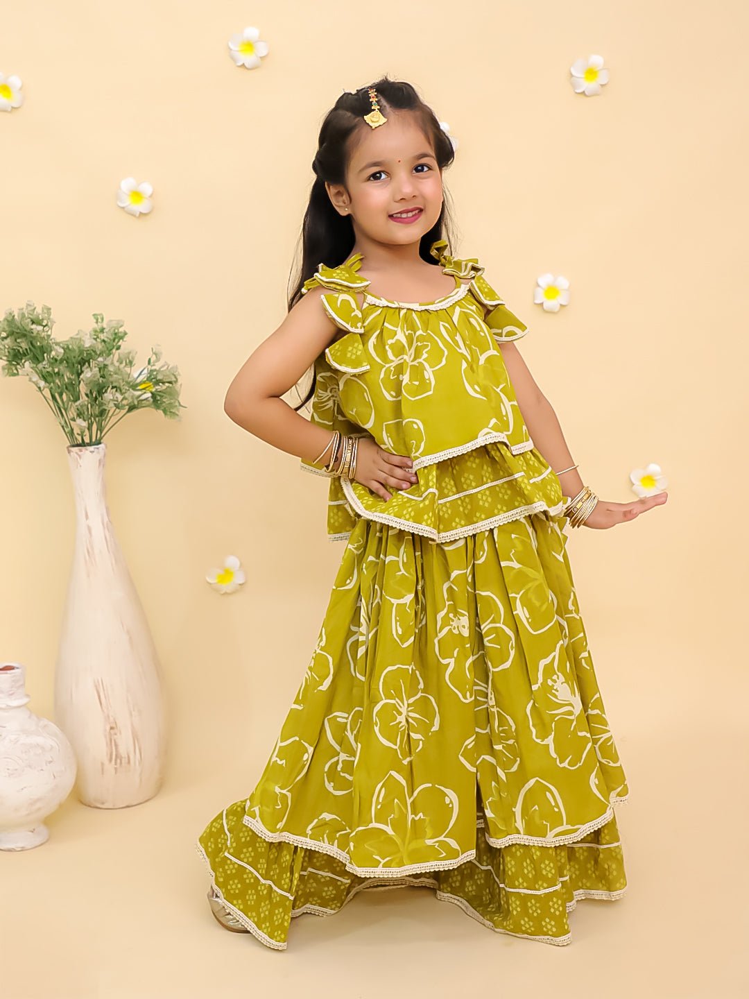 Turmeric Glow Girls Lehenga Set For Kids