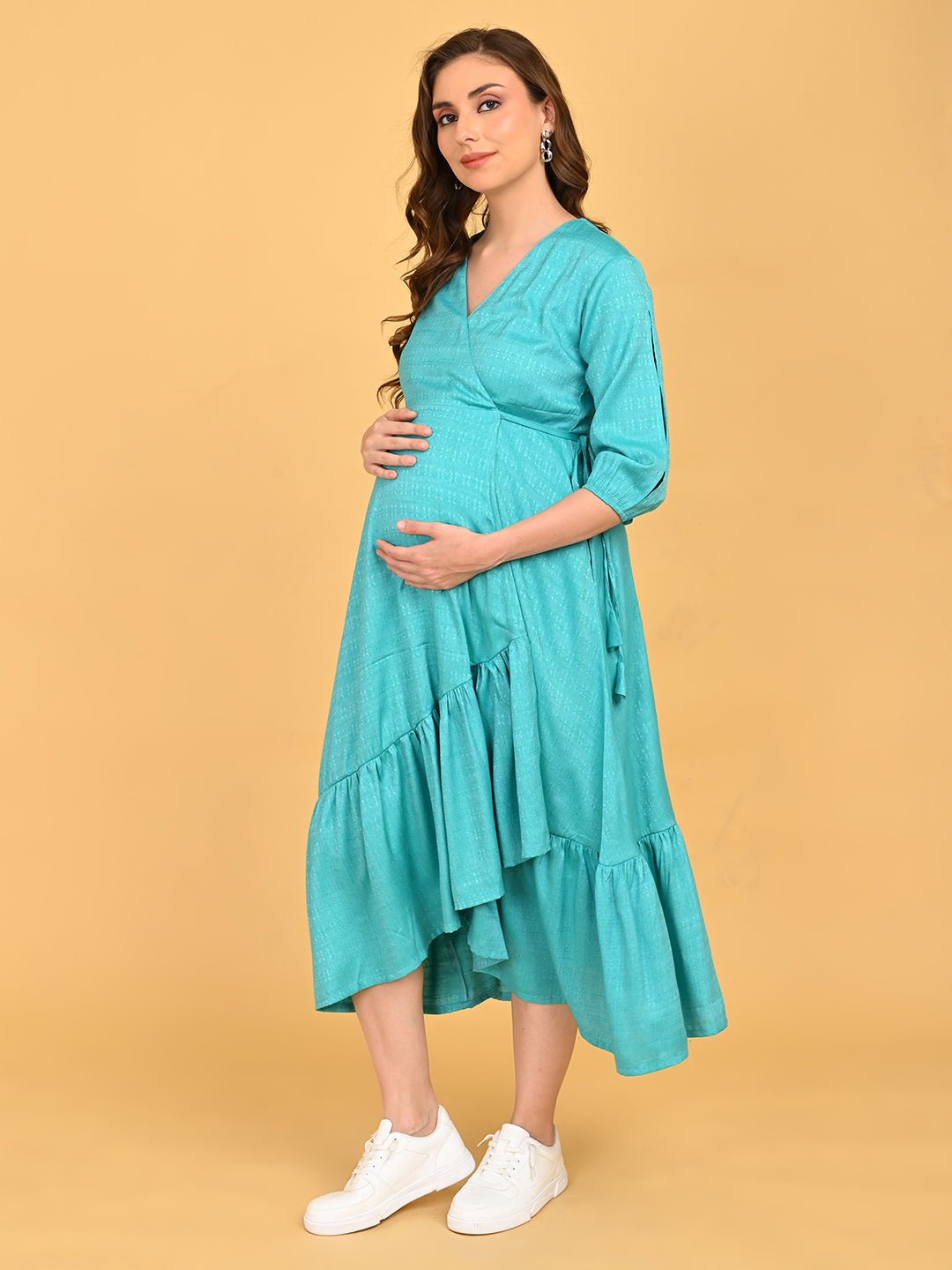  Turquoise Temptation Maternity and Nursing Wrap Dress Turquoise