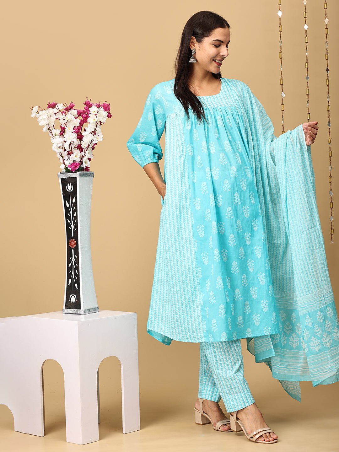  Turquoise Treasure Maternity and Nursing Kurta Set Aqua