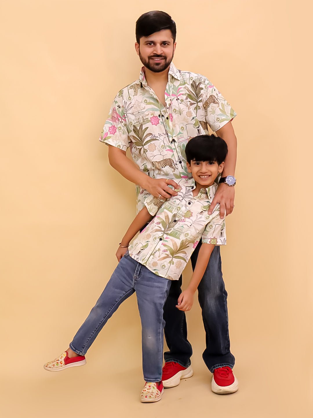 Bagh-i-Bold Jungle Print Men's Shirt And Boys Shirt Twinning Combo Of 2