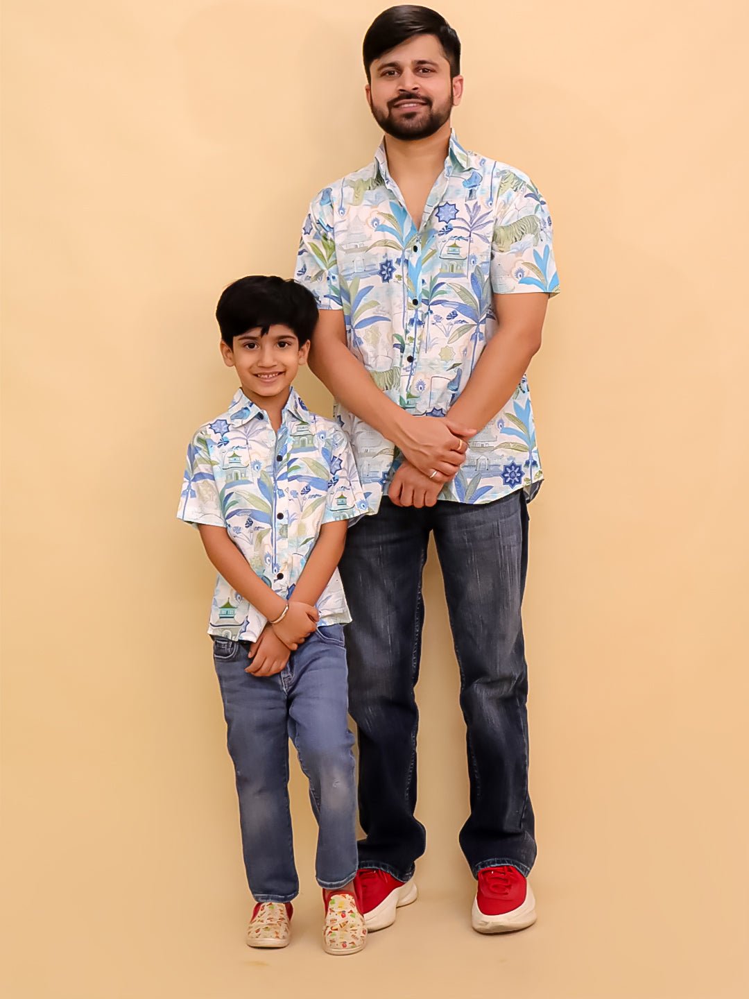 Prowl Patrol Jungle Print Men's And Boy's Shirt Twinning Combo