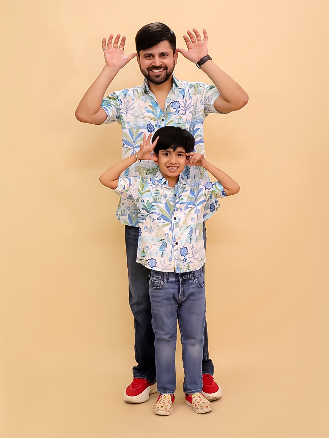 Prowl Patrol Jungle Print Men's And Boy's Shirt Twinning Combo