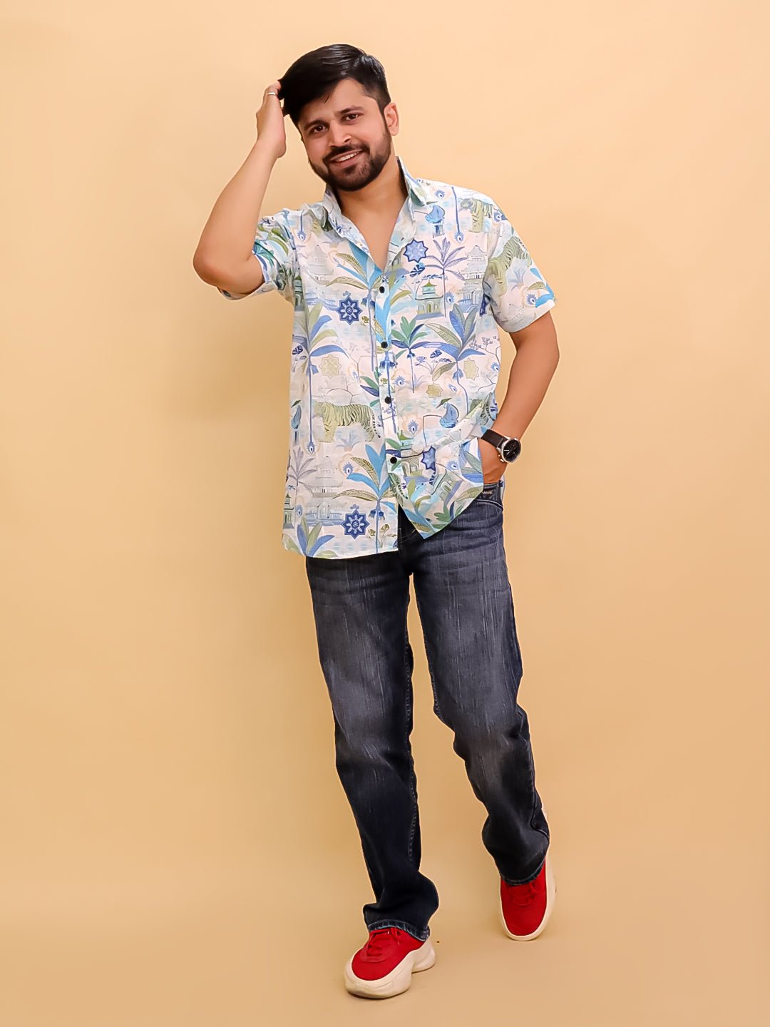 Prowl Patrol Jungle Print Men's And Boy's Shirt Twinning Combo