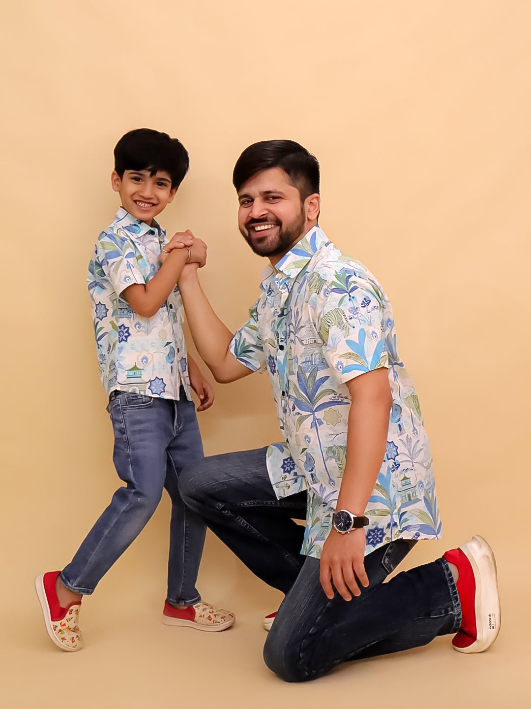 Prowl Patrol Jungle Print Men's And Boy's Shirt Twinning Combo