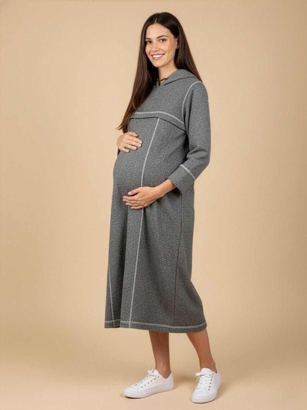  Undercover Cozy Maternity and Nursing Hoodie Dress Grey