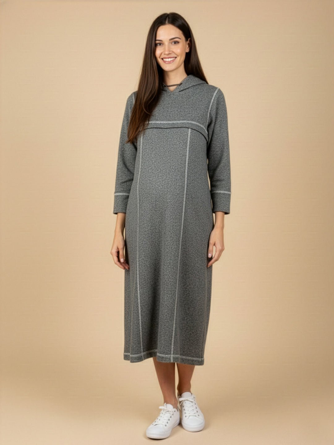  Undercover Cozy Maternity and Nursing Hoodie Dress Grey