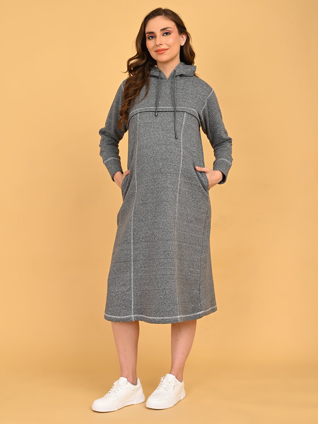  Undercover Cozy Maternity and Nursing Hoodie Dress Grey