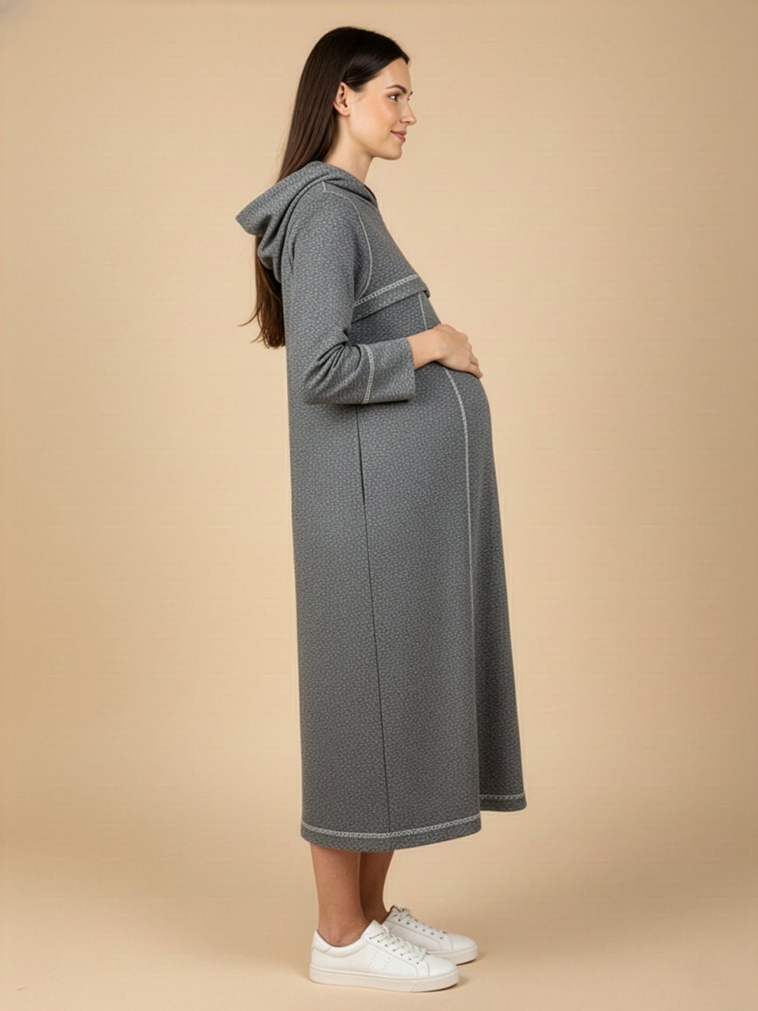  Undercover Cozy Maternity and Nursing Hoodie Dress Grey