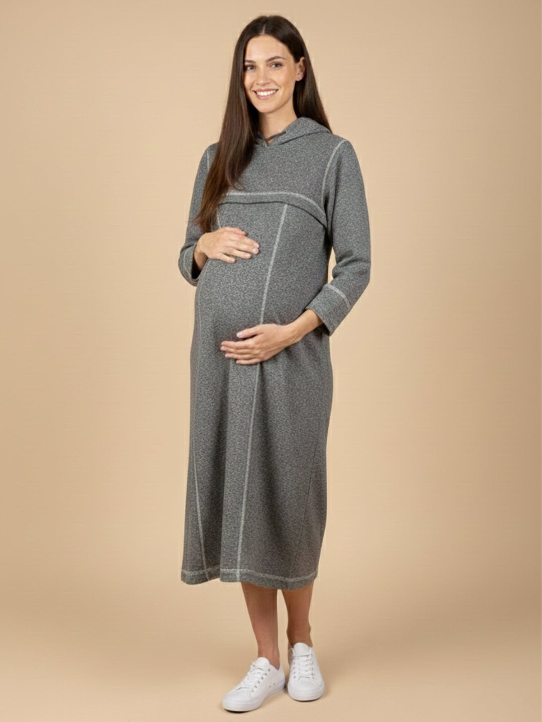  Undercover Cozy Maternity and Nursing Hoodie Dress Grey