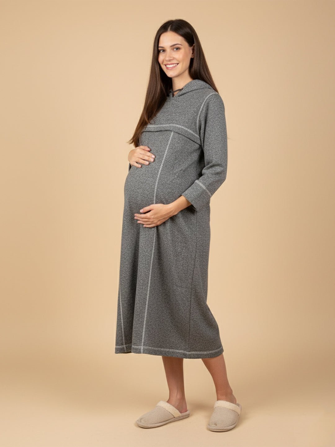  Undercover Cozy Maternity and Nursing Hoodie Dress Grey