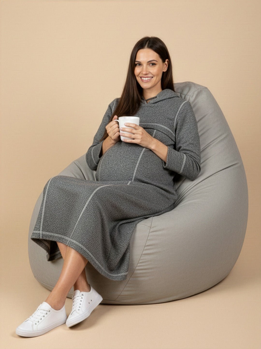  Undercover Cozy Maternity and Nursing Hoodie Dress Grey