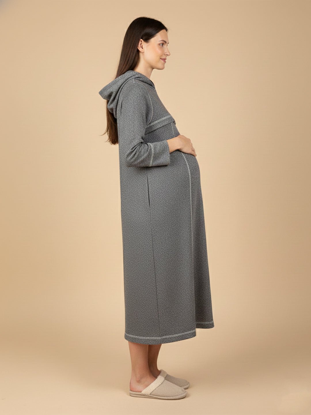  Undercover Cozy Maternity and Nursing Hoodie Dress Grey