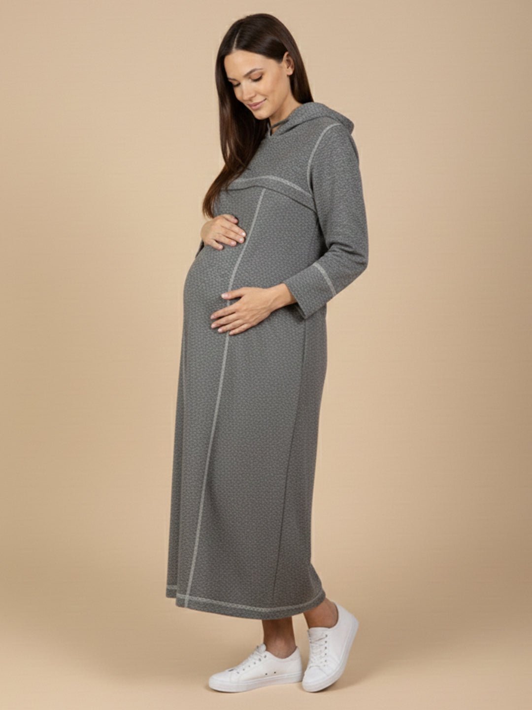  Undercover Cozy Maternity and Nursing Hoodie Dress Grey