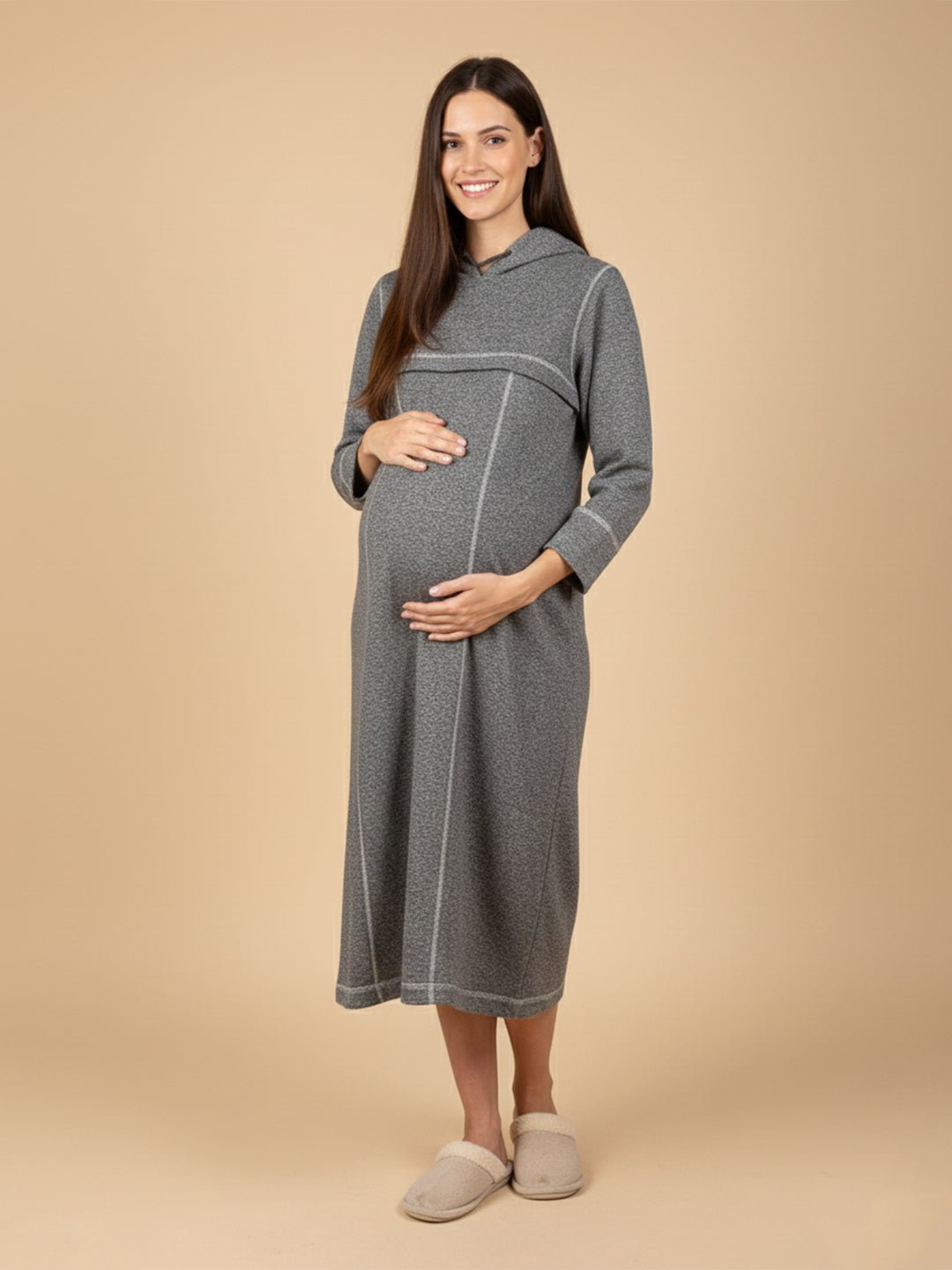  Undercover Cozy Maternity and Nursing Hoodie Dress Grey
