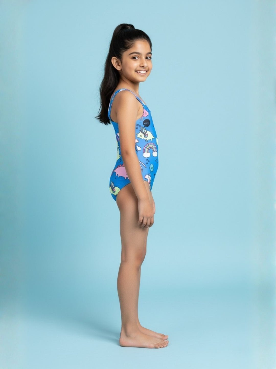 Unicorn And Dino Dream Girls Swimsuit With Headband