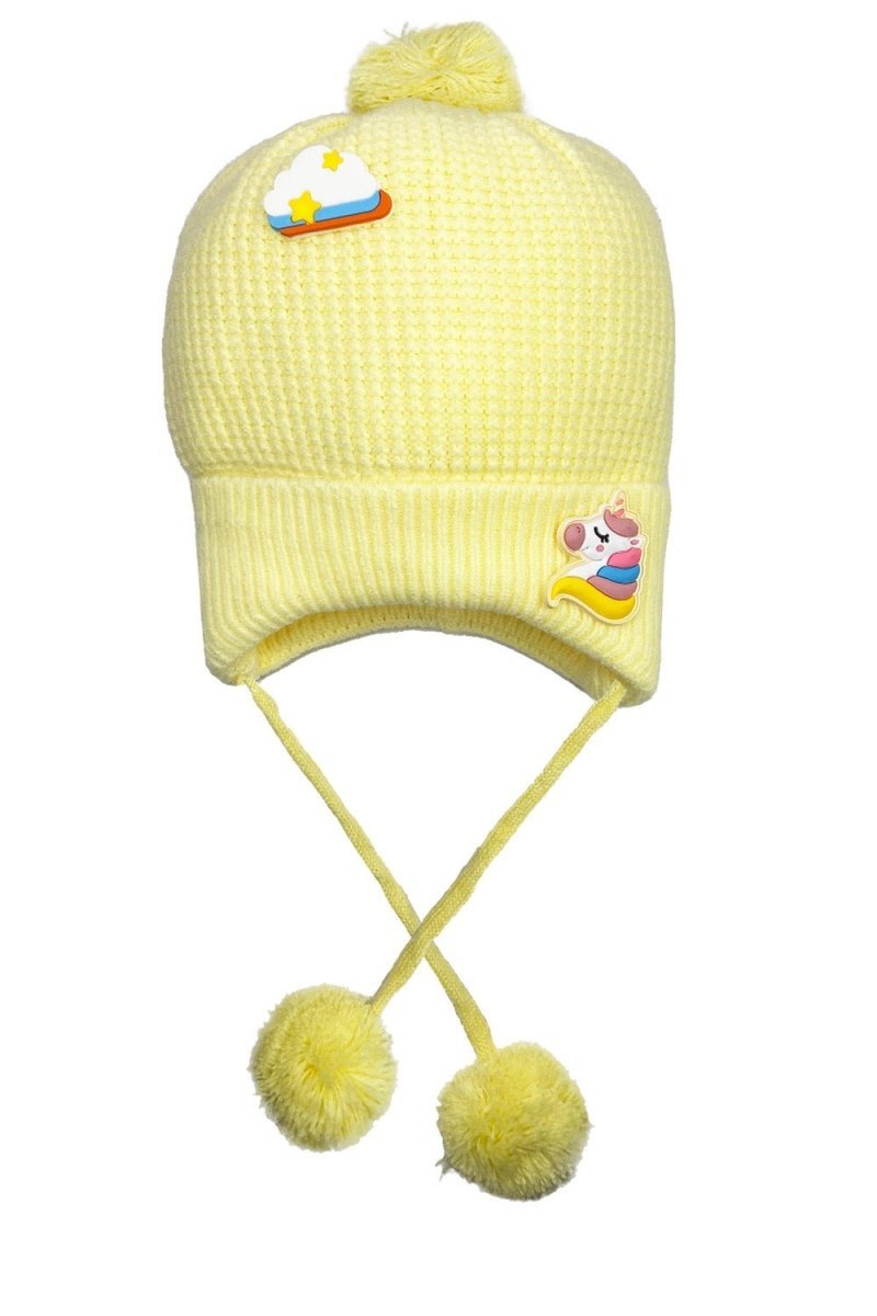 Mini Soul Unicorn Yellow Baby Knitted Cap With Faux Fur