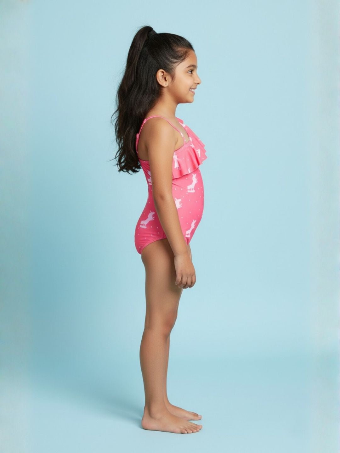 Unicorn Wave Girls Ruffle Sleeveless Swimsuit