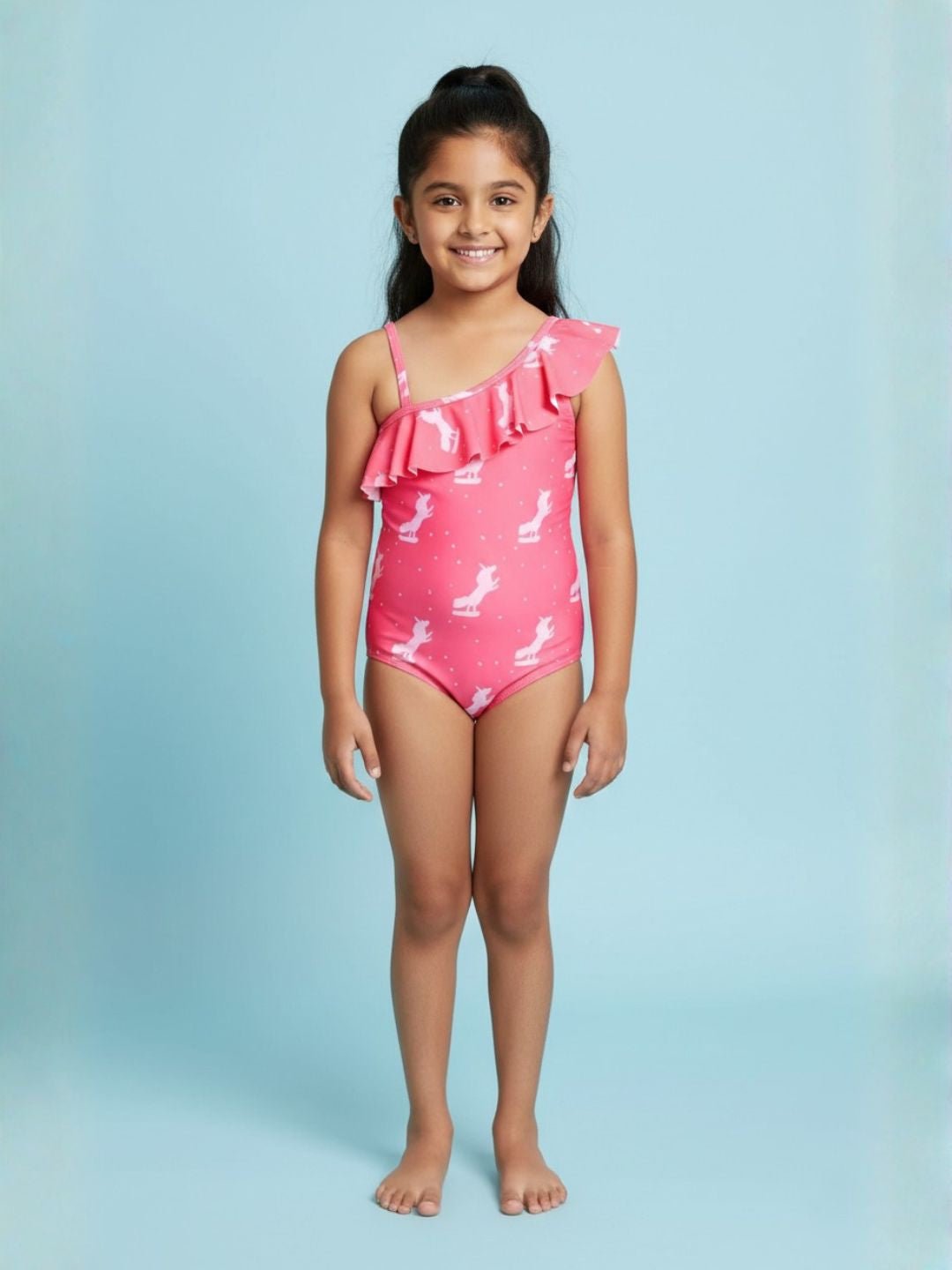 Unicorn Wave Girls Ruffle Sleeveless Swimsuit