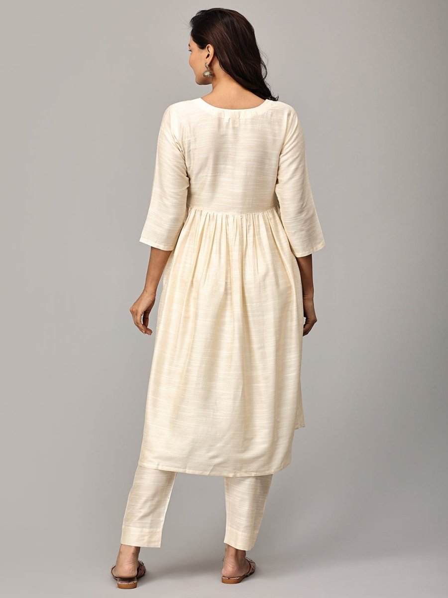  Vanilla Chai Maternity and Nursing Silk Kurta Set Off White
