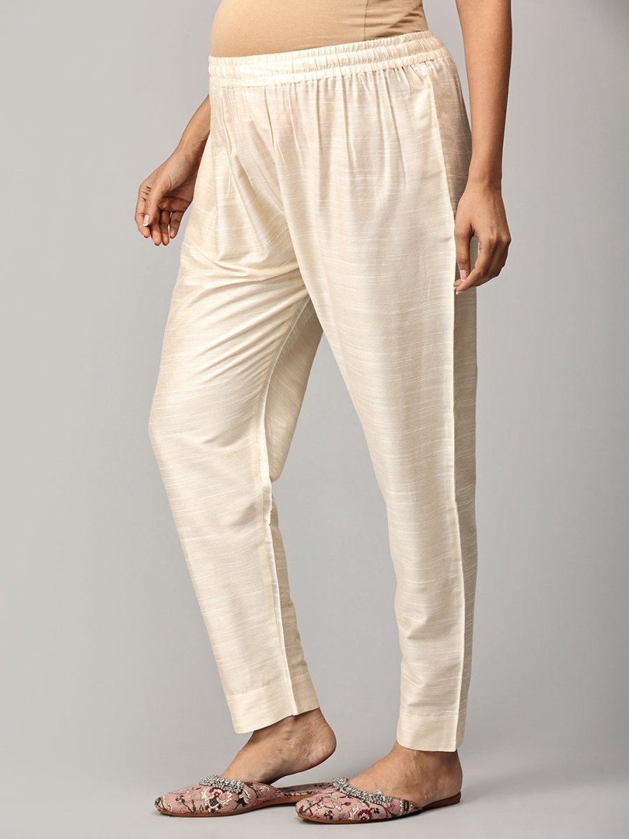  Vanilla Chai Maternity and Nursing Silk Kurta Set Off-white