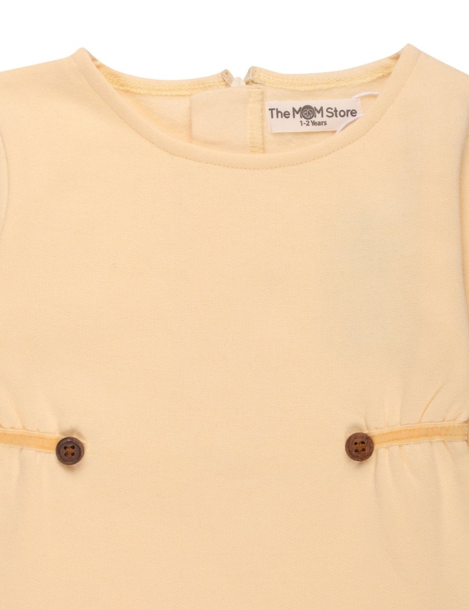 Vanilla Custard Girls Sweater Dress And Brown Leggings Set