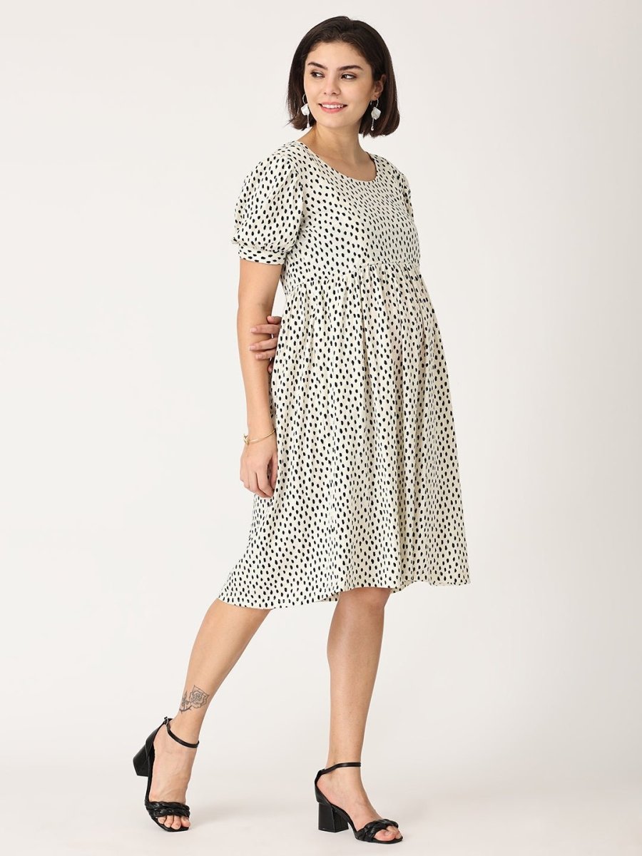  Vanilla Ice Polka Dot Maternity and Nursing Dress White