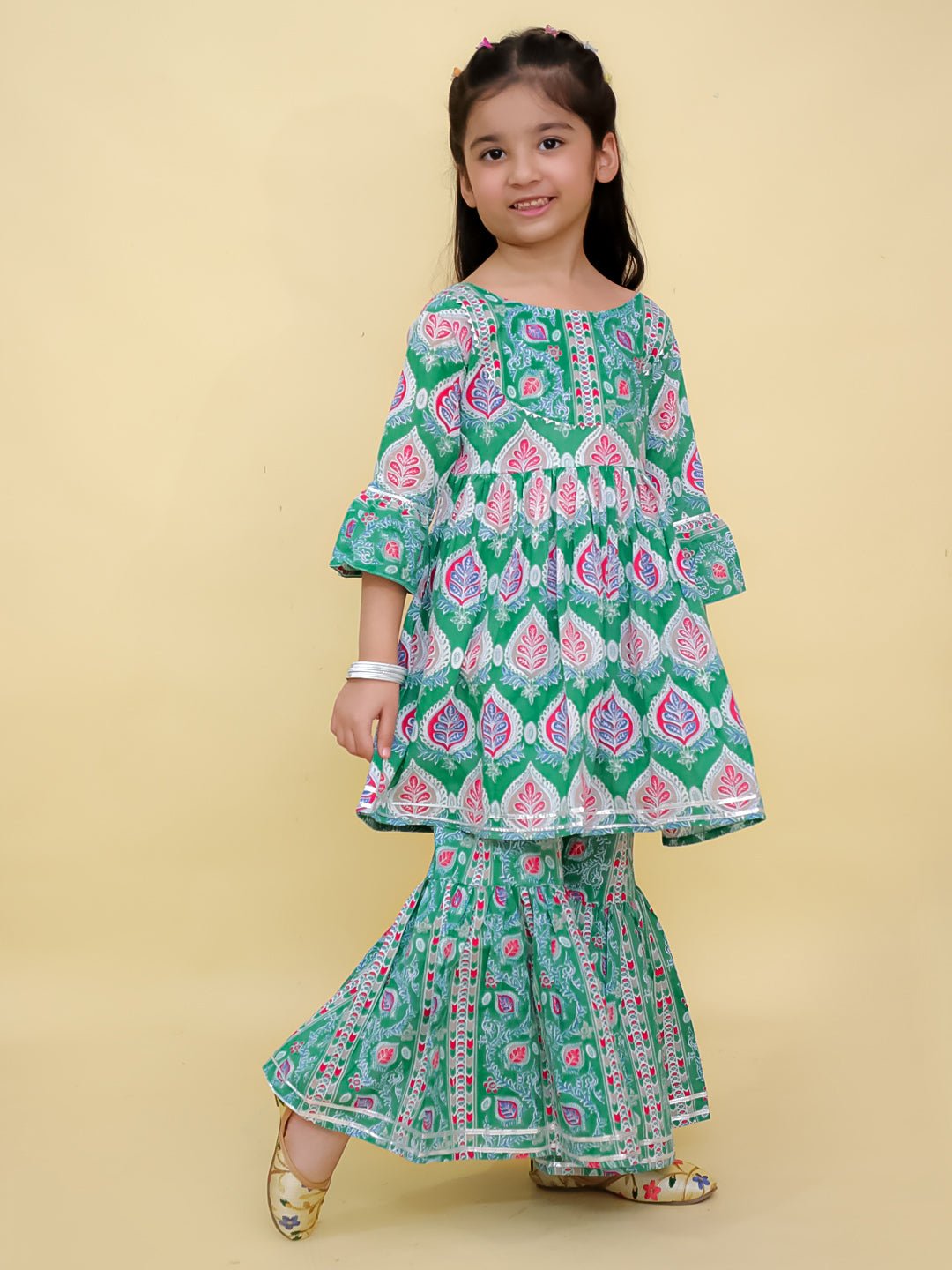 Verdi Vitaa Print Girls Anarkali Sharara Set