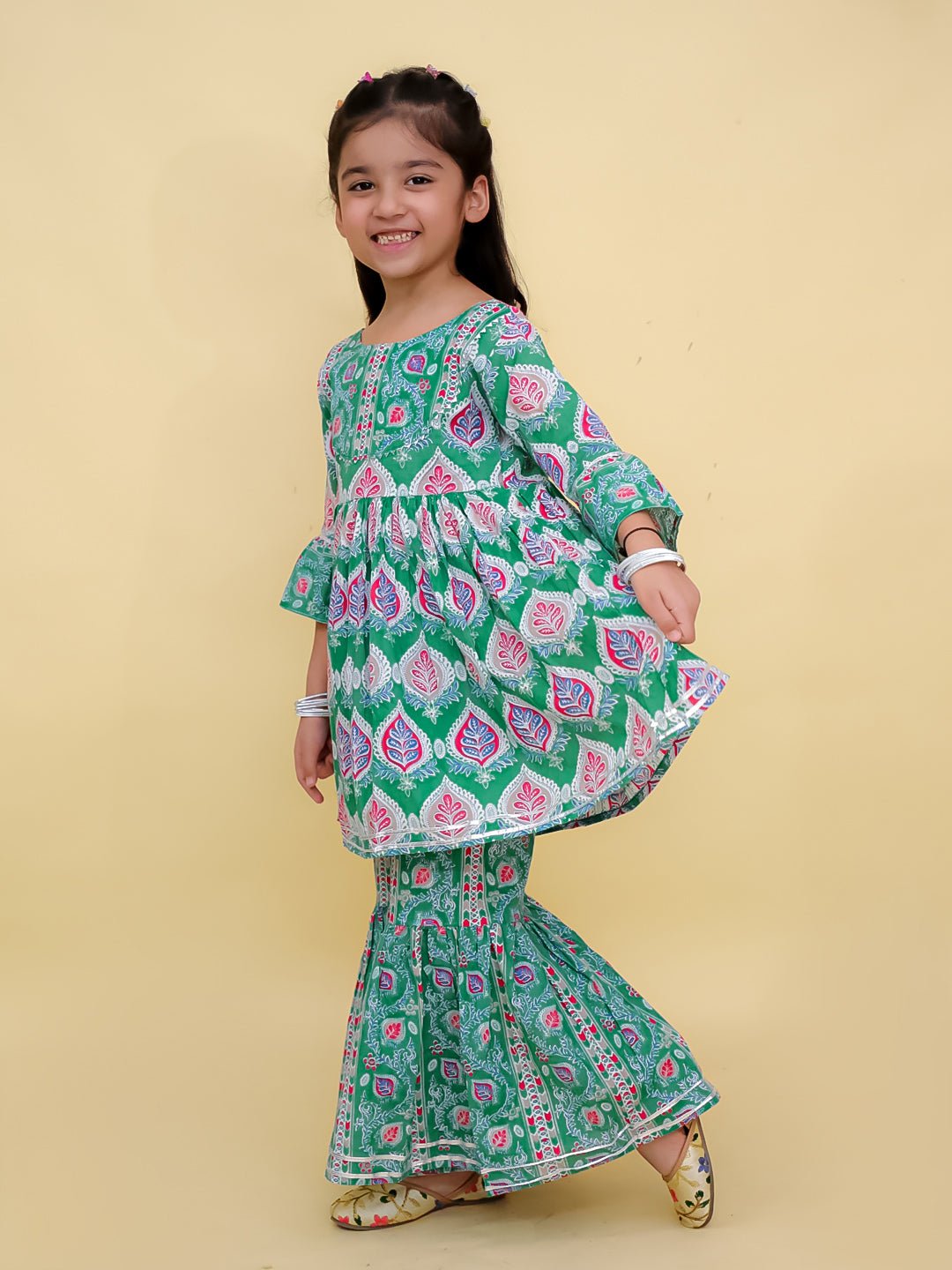 Verdi Vitaa Print Girls Anarkali Sharara Set