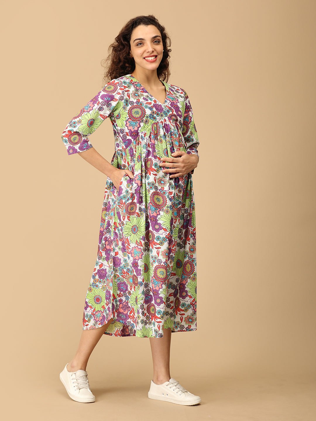 Vibrant Voyage Maternity and Nursing Dress Multi